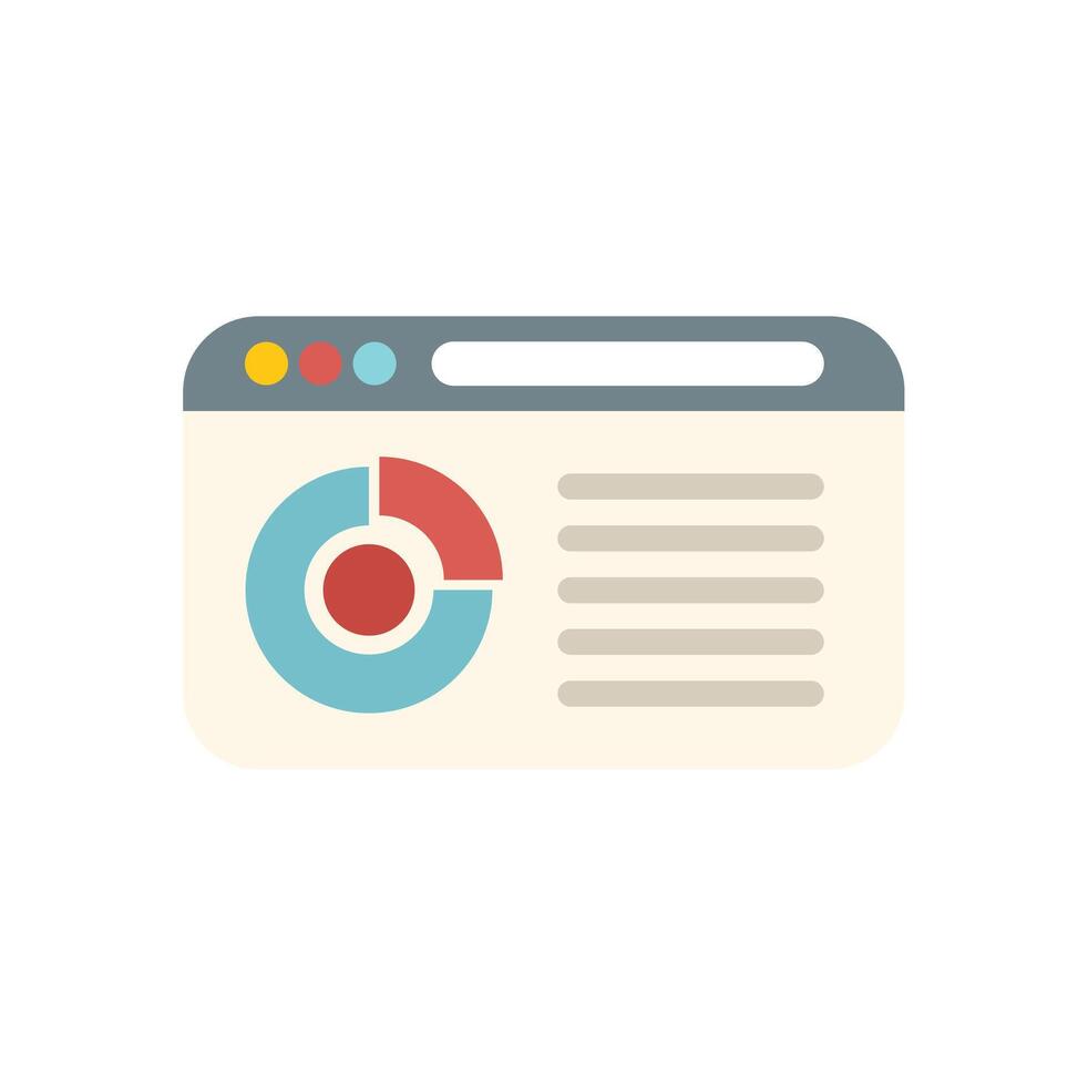 Web page showing analytics with pie chart and text vector