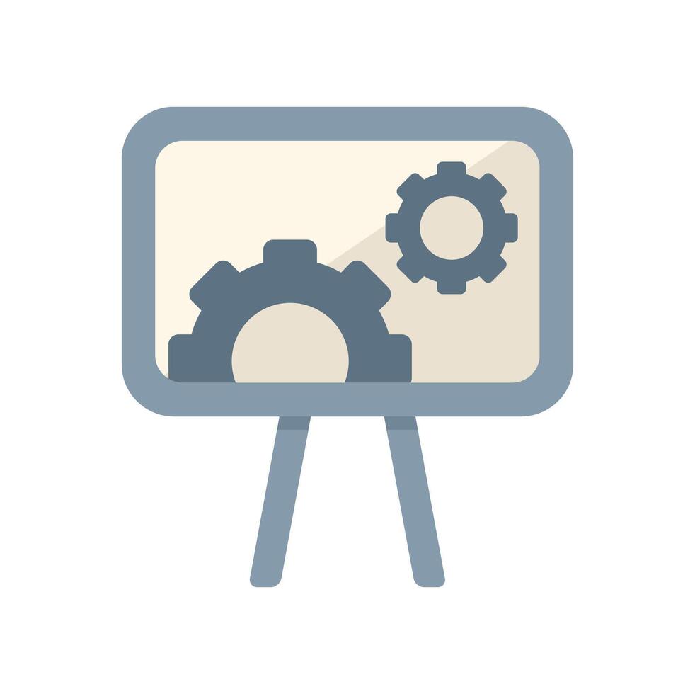 Whiteboard showing gears representing project management strategy vector