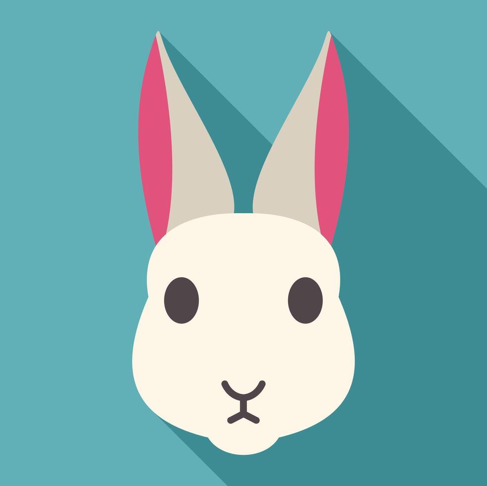White rabbit face minimalist illustration with long shadow vector
