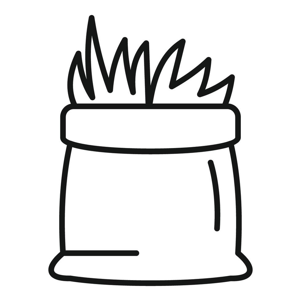 Full sack with grass growing out the top line icon vector