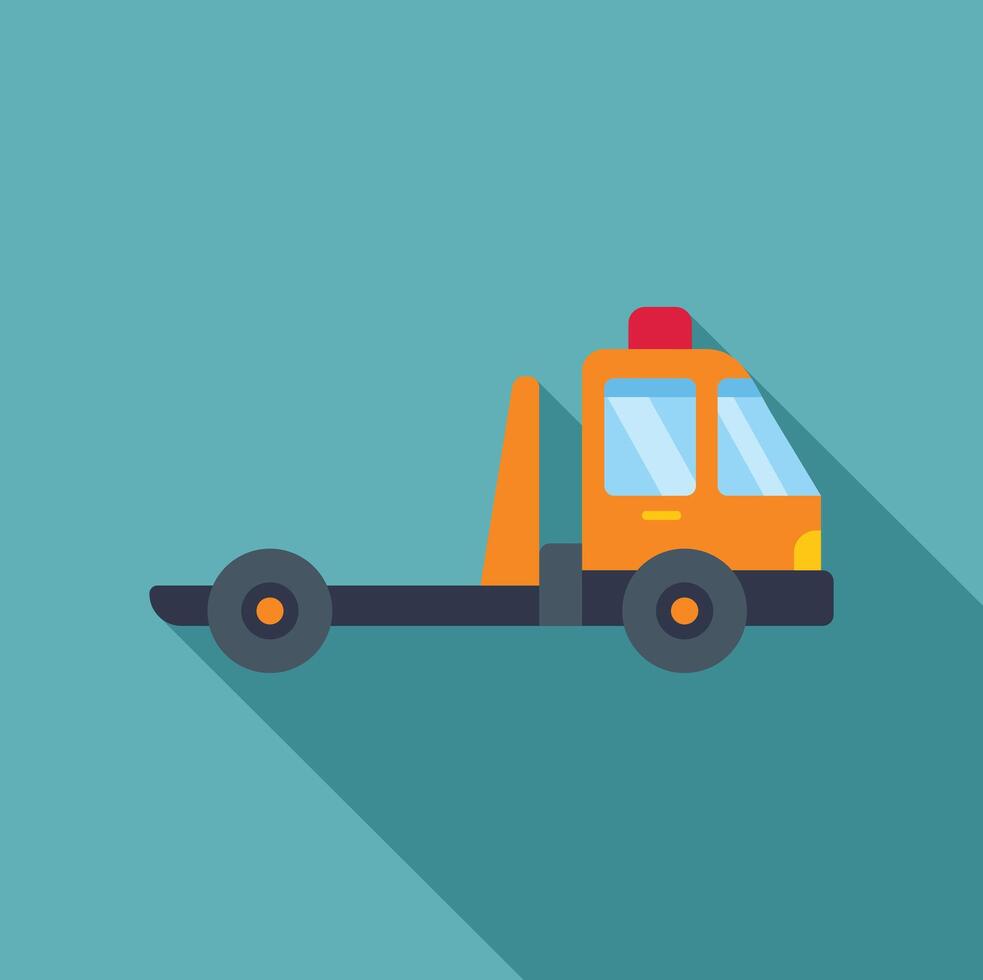 Tow truck offering roadside assistance with long shadow vector