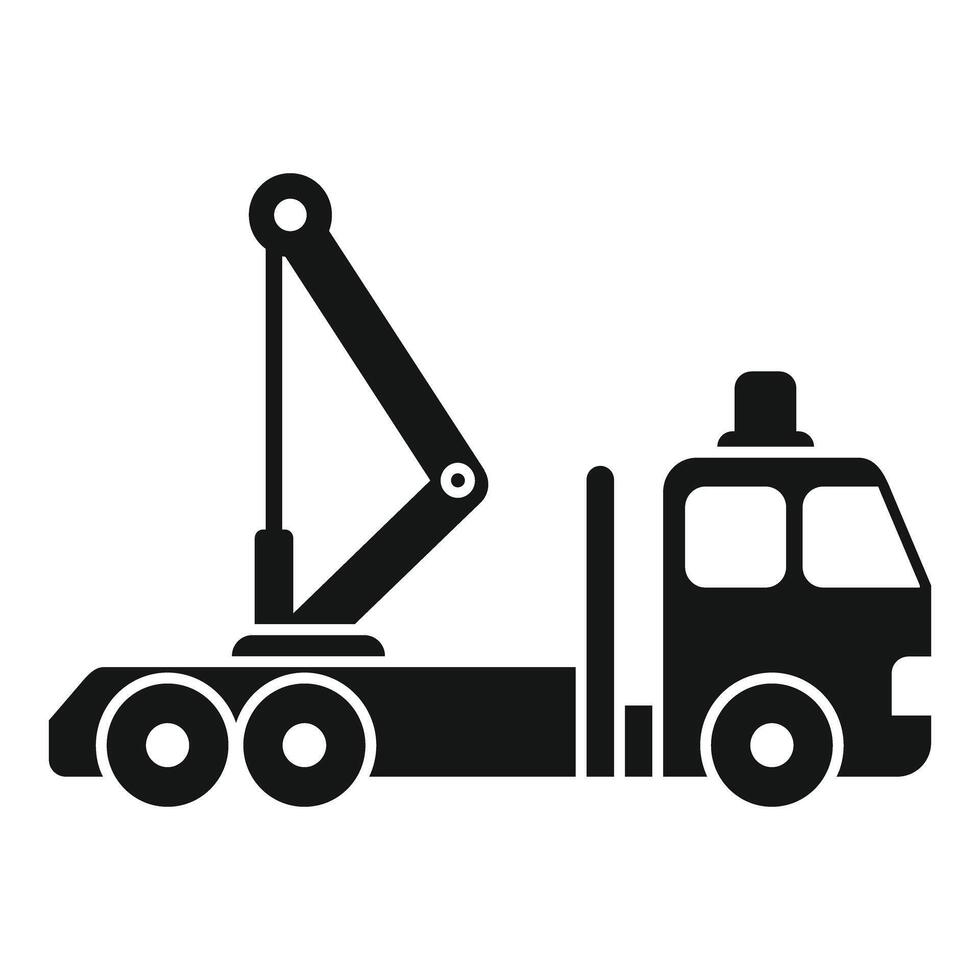 Forestry truck with log loader crane lifting timber vector