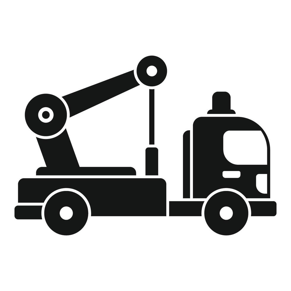 Silhouette icon of a truck mounted crane lifting objects vector