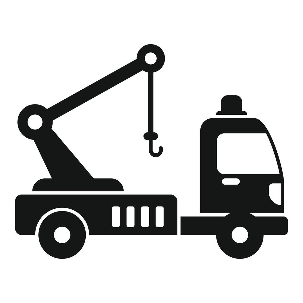 Tow truck with crane lifting system using hydraulics vector