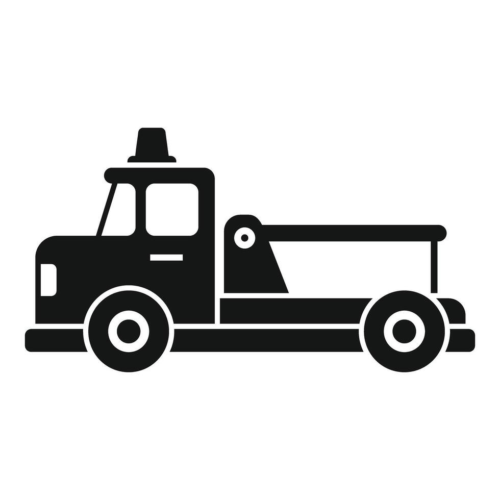 Tow truck using hydraulic crane in simple style vector