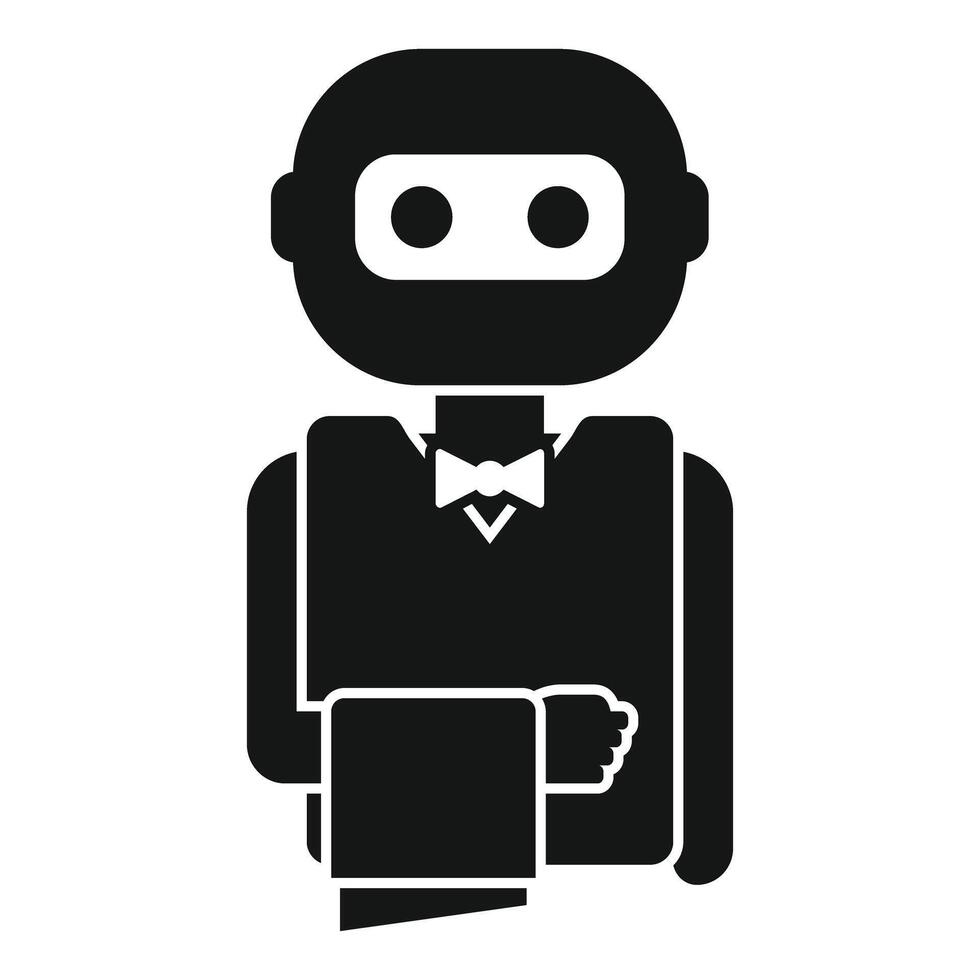 Robot waiter holding a towel glyph icon design vector