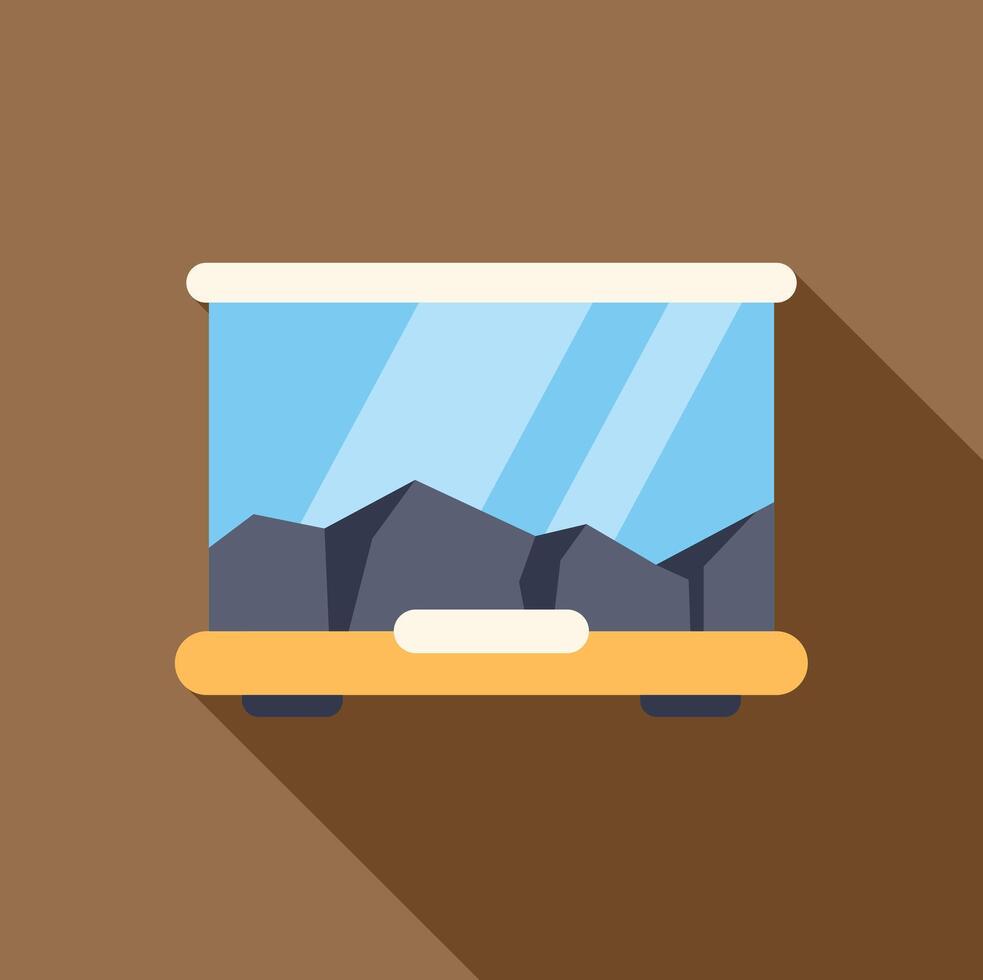 Modern aquarium with rocks and blue water creating a relaxing atmosphere vector