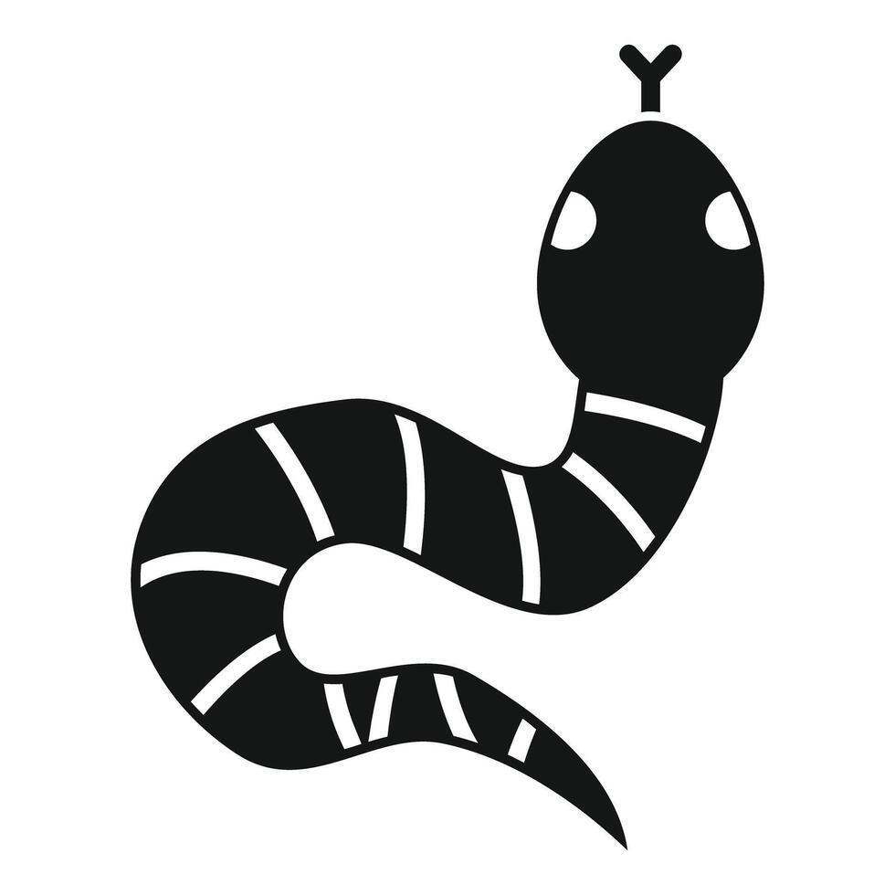 Black striped snake slithering icon simple style vector