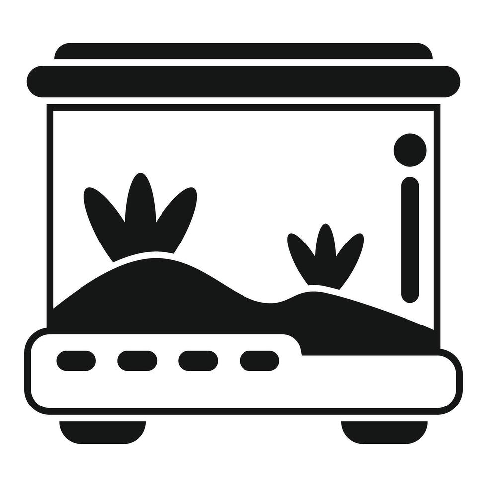 Empty modern transparent terrarium with soil for reptile icon vector
