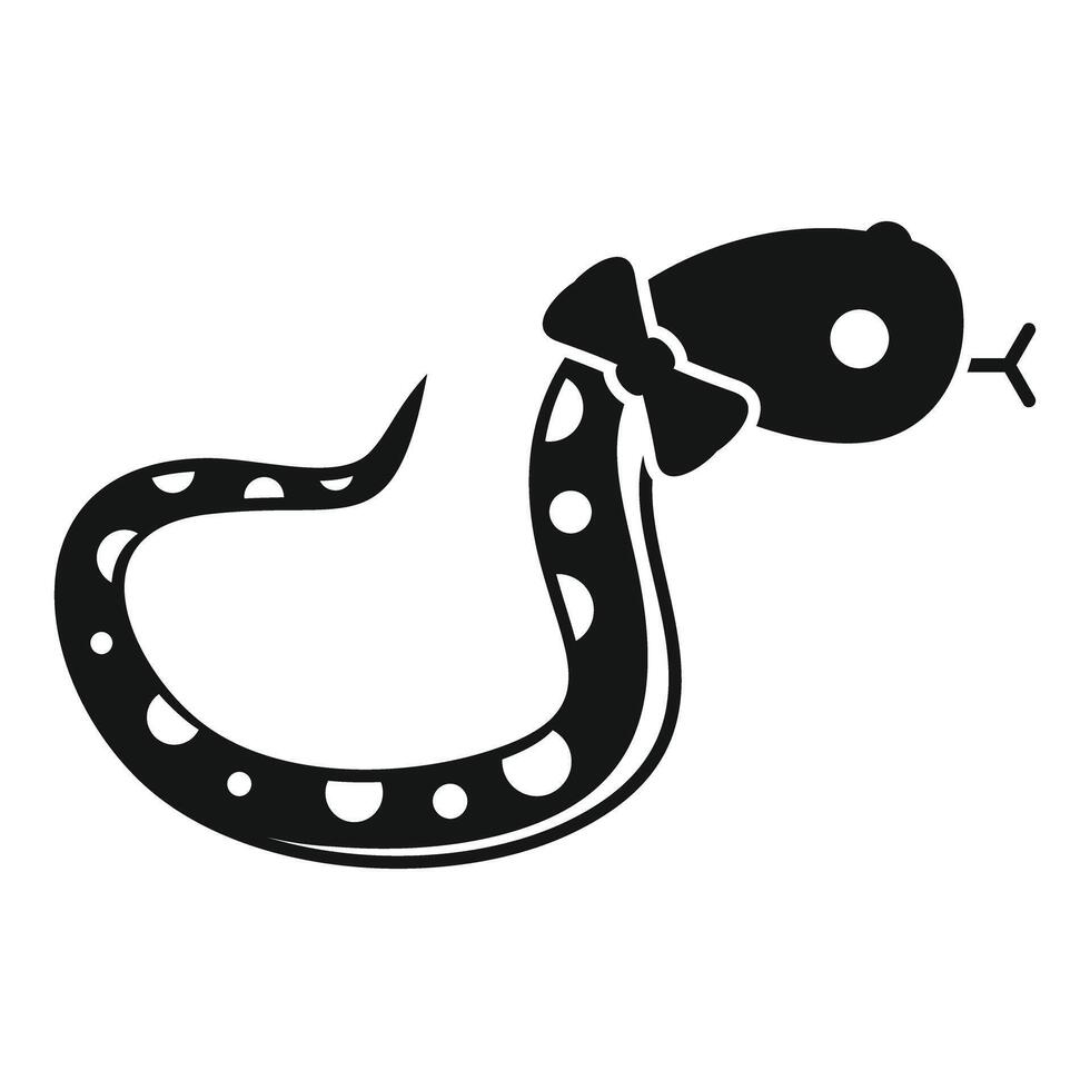 Black snake with bow tie sticking out tongue icon vector