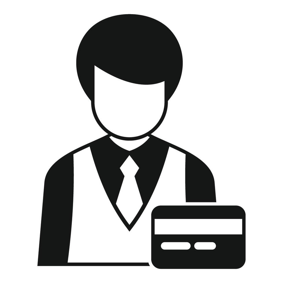 Elegant businessman holding credit card icon vector