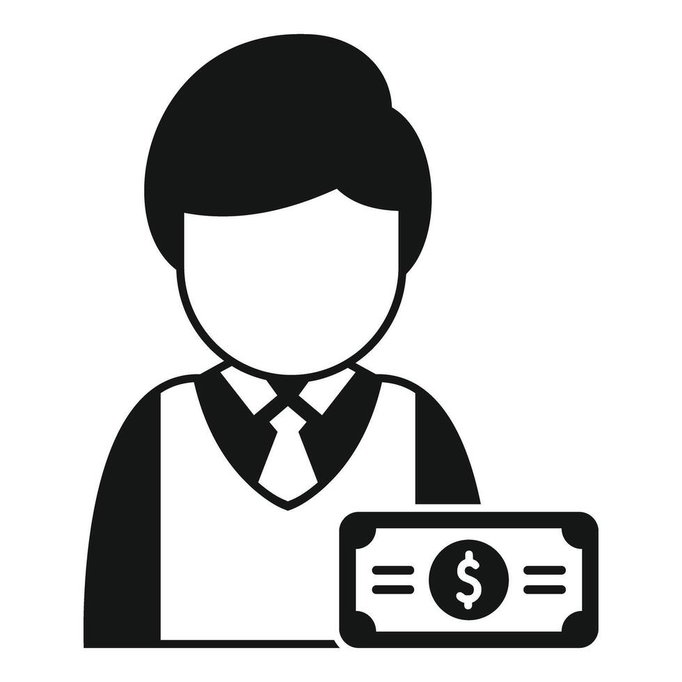 Businessman holding money icon, simple style vector
