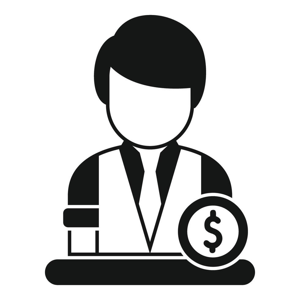 Businessman presenting financial report icon, business success vector avatar
