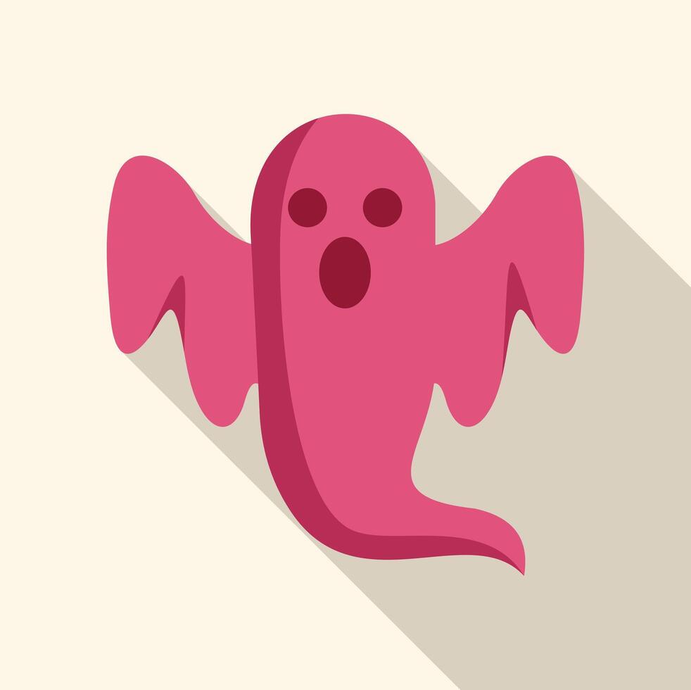 Pink ghost shouting with long shadow on white background vector