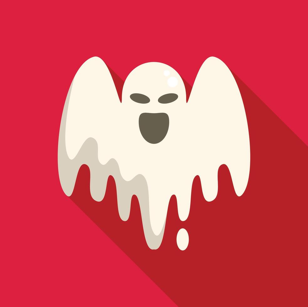Spooky white ghost is melting on red background vector