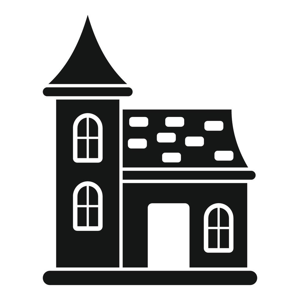Simple icon of a medieval house with a tower vector