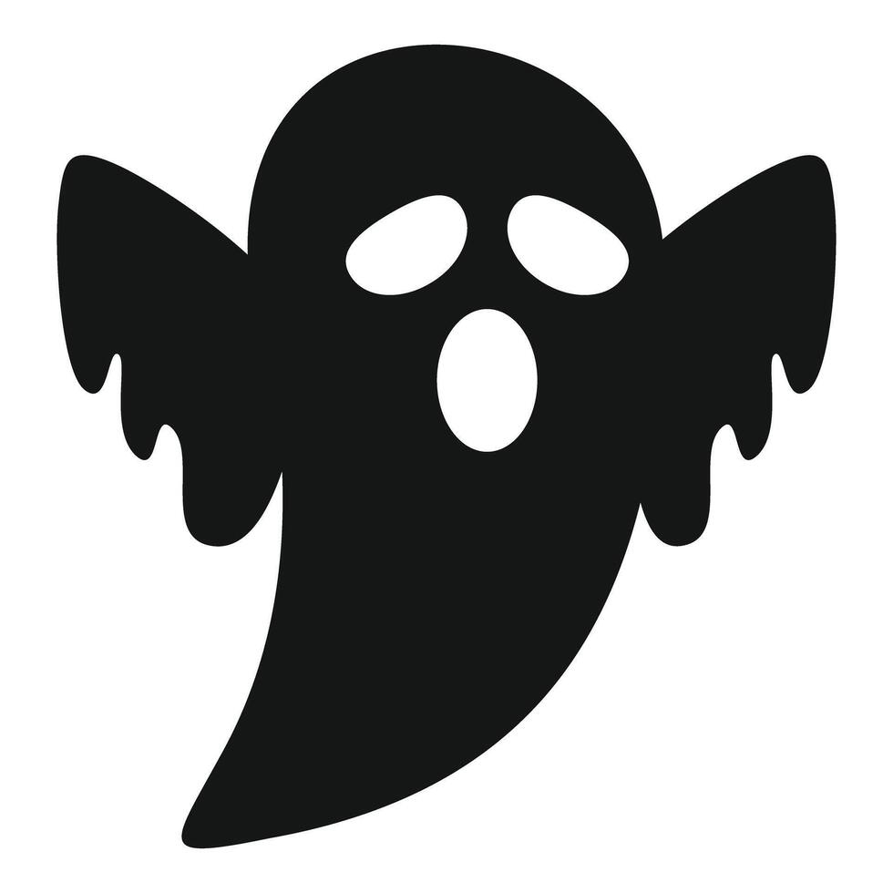 Black ghost silhouette screaming and floating with open mouth vector