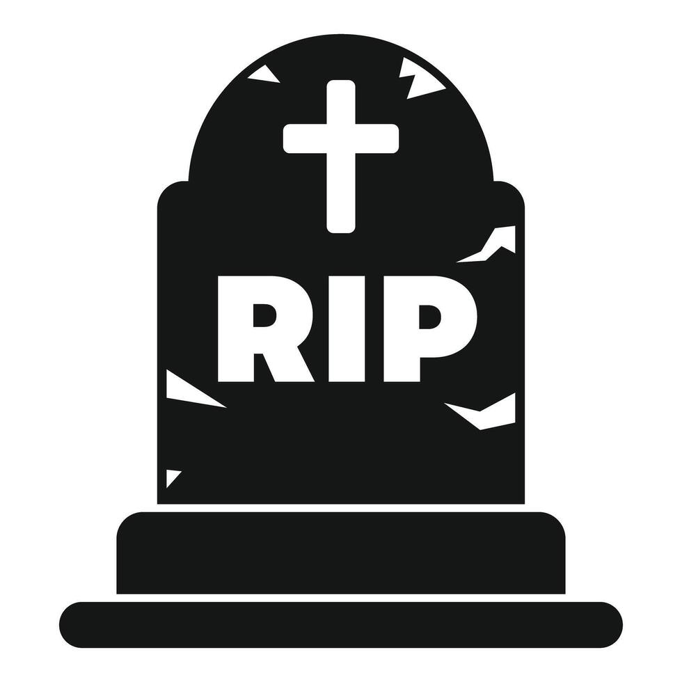 Old cracked gravestone with rip inscription and cross showing death vector