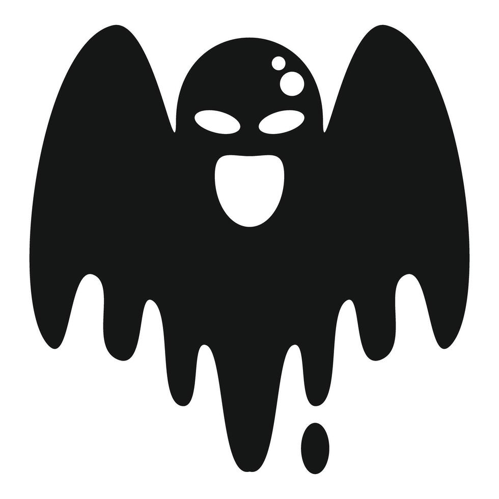 Black cartoon ghost flying and melting with a big smile vector