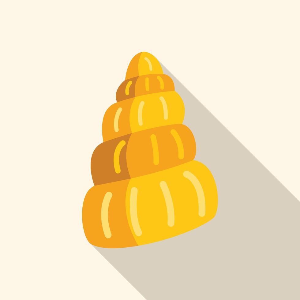 Yellow spiral seashell casting long shadow vector