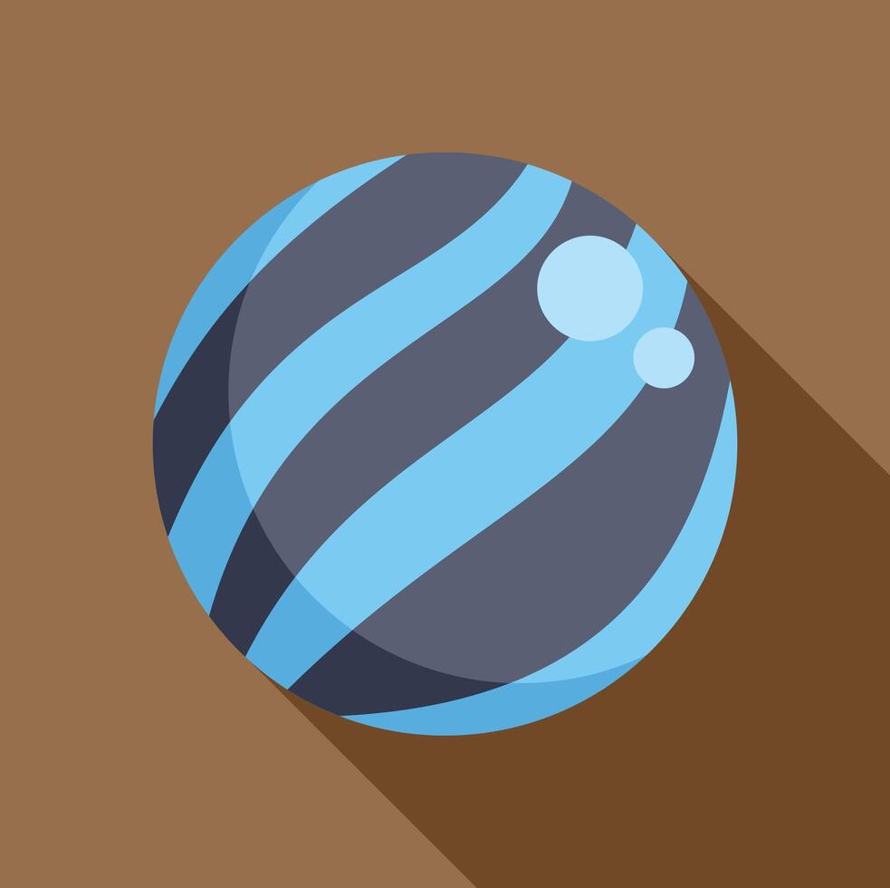 Blue and black striped rubber ball casting a shadow vector