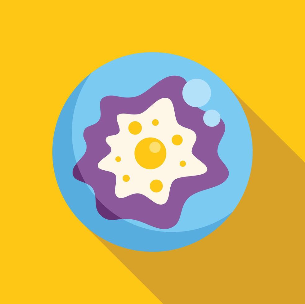 Virus looking like a fried egg inside a petri dish vector