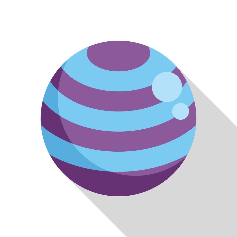 Purple fitness ball for pilates exercises with long shadow vector