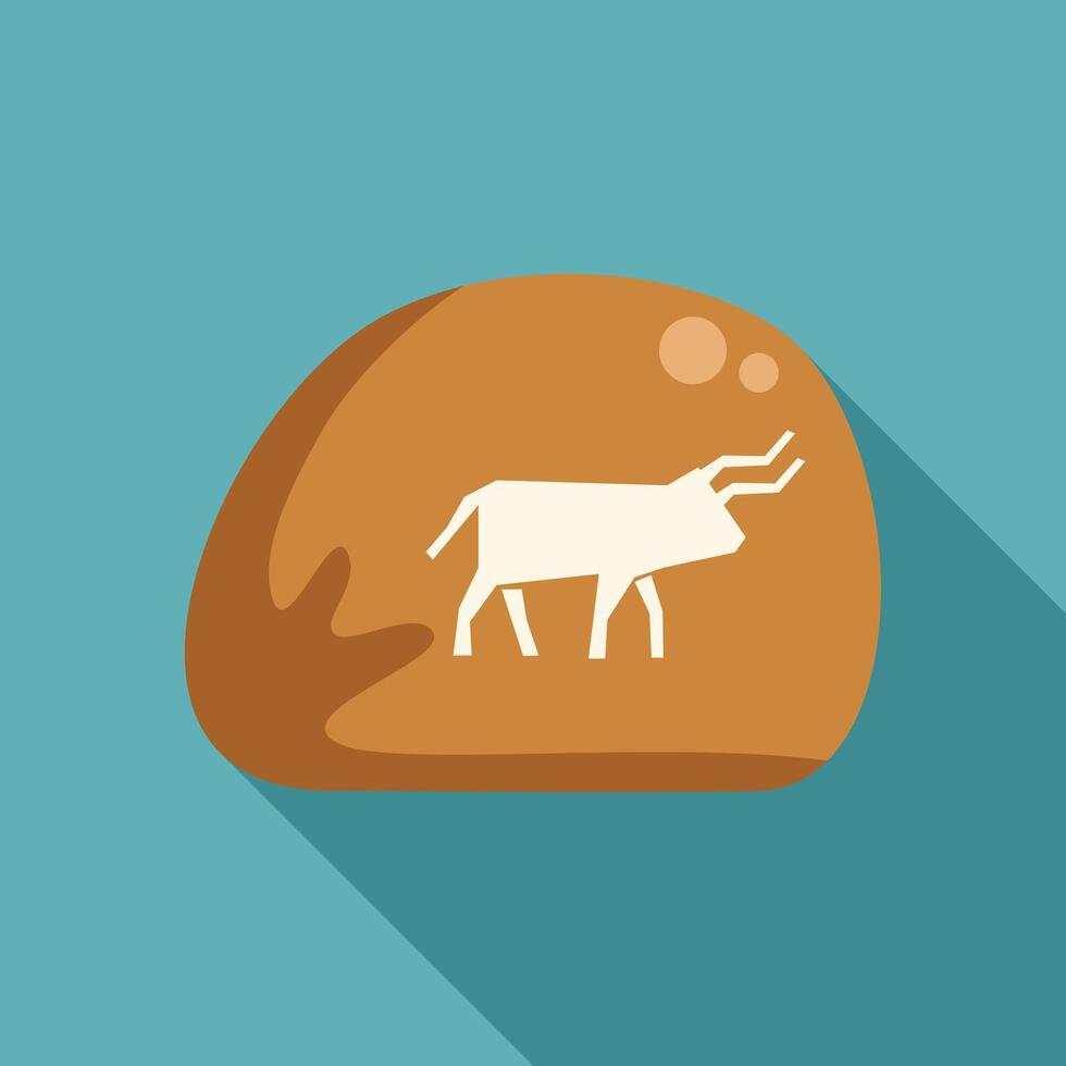 Ancient cave painting depicting aurochs on stone wall vector