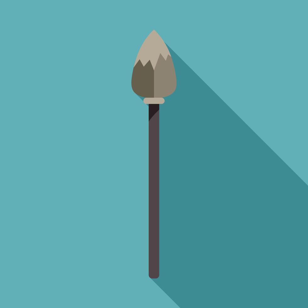 Stone age spear primitive weapon pointing upwards with long shadow vector