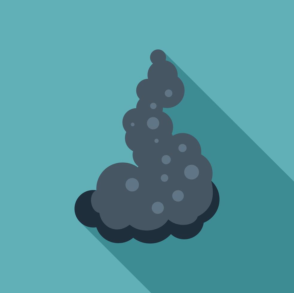 Smoke cloud rising with long shadow on turquoise background vector