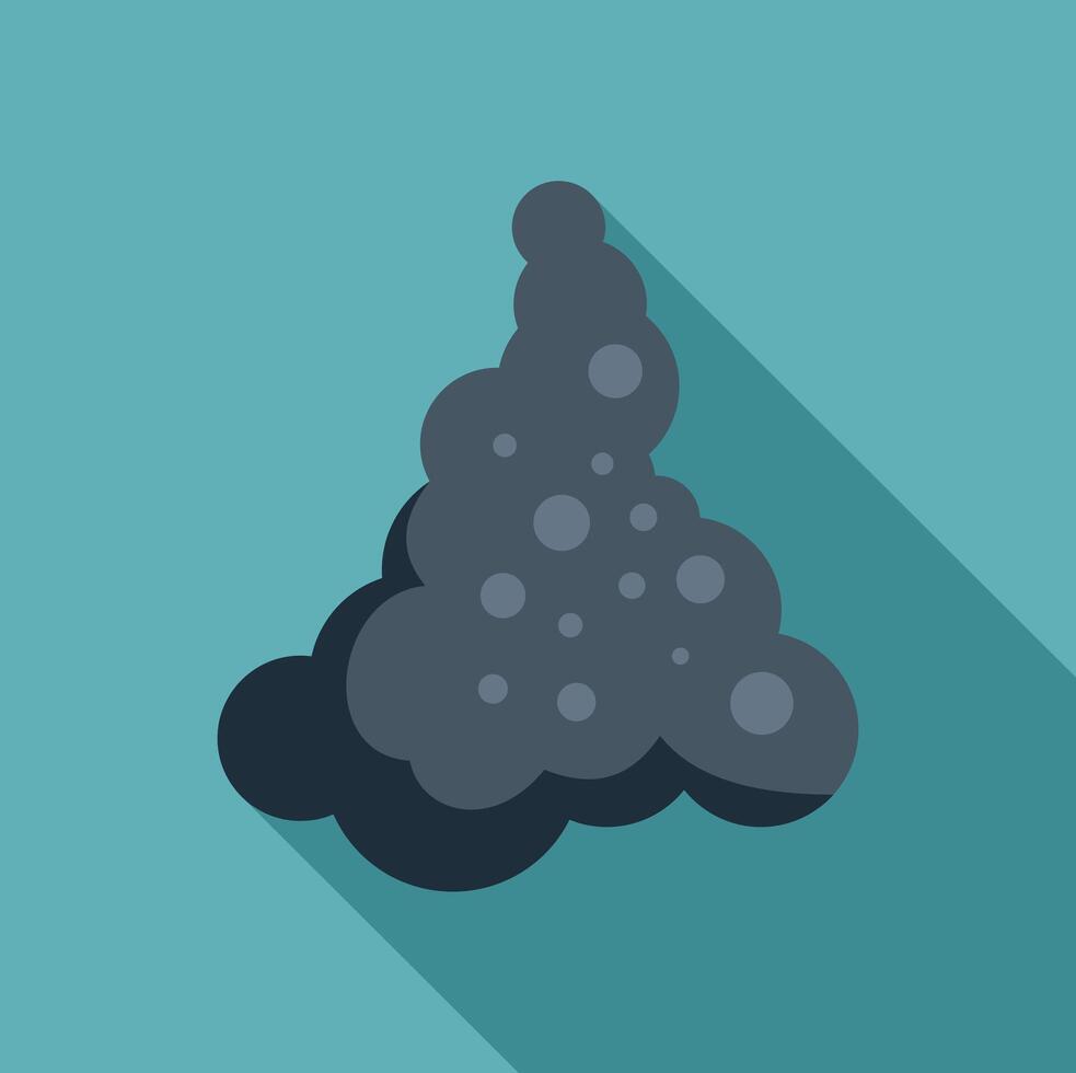 Dark cloud of smoke spreading in the air with long shadow vector
