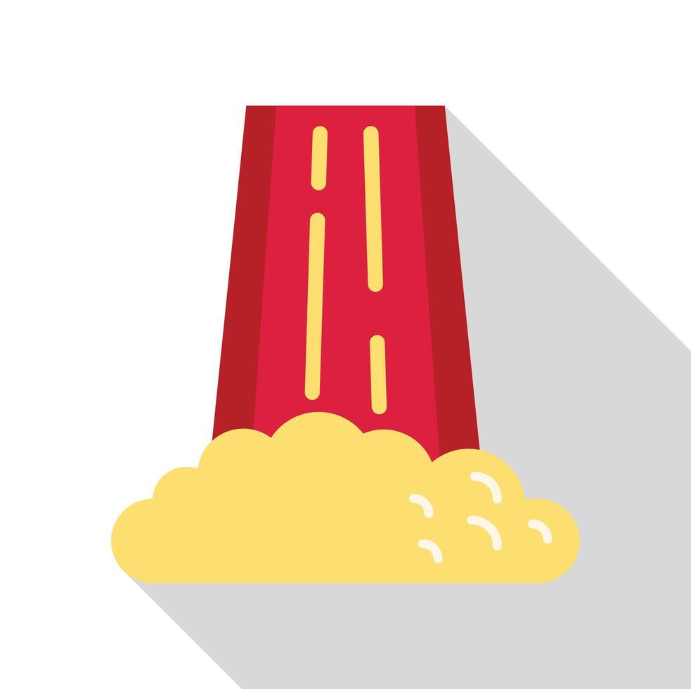 Red waterfall falling from cliff with long shadow icon vector