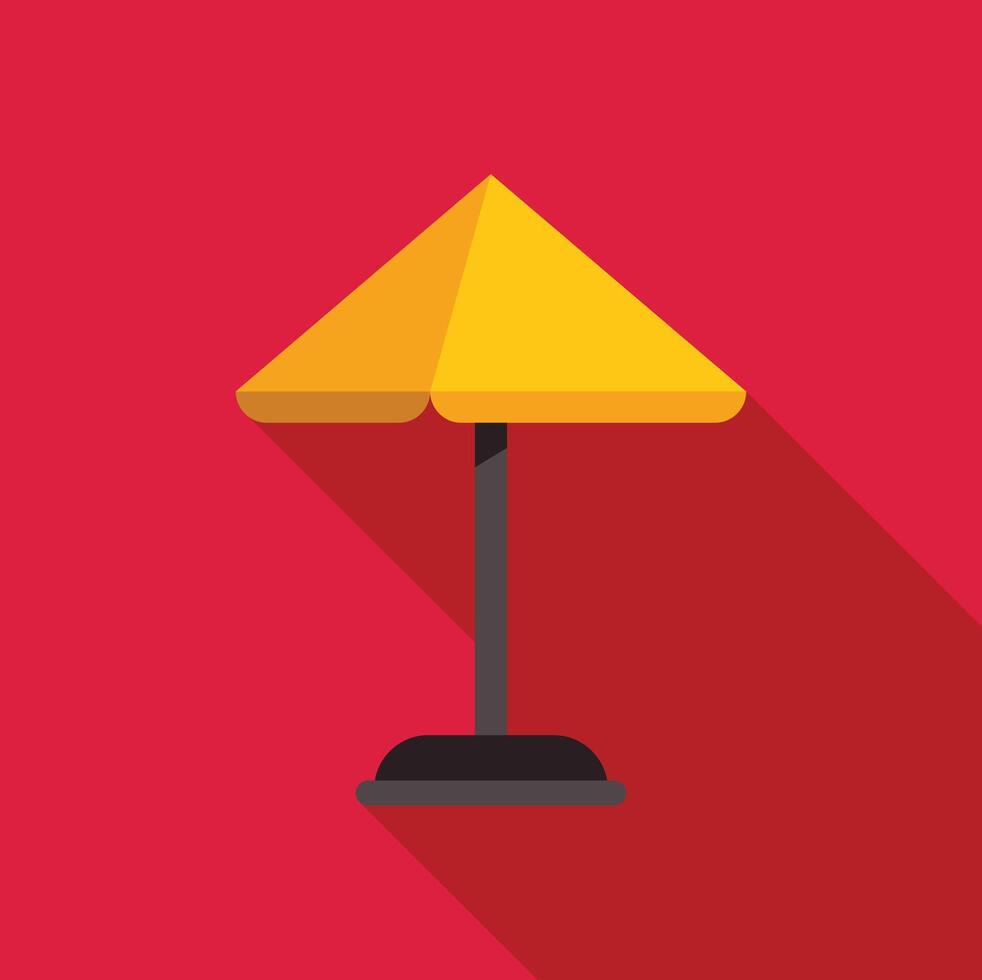 Yellow beach umbrella casting shadow on red background vector