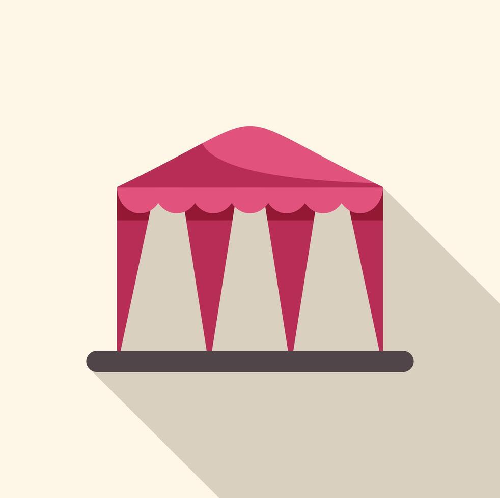 Pink event tent providing shelter from sun with long shadow vector