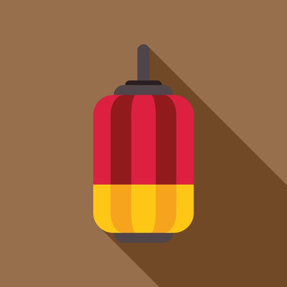 Red and yellow chinese paper lantern hanging with long shadow on brown background vector