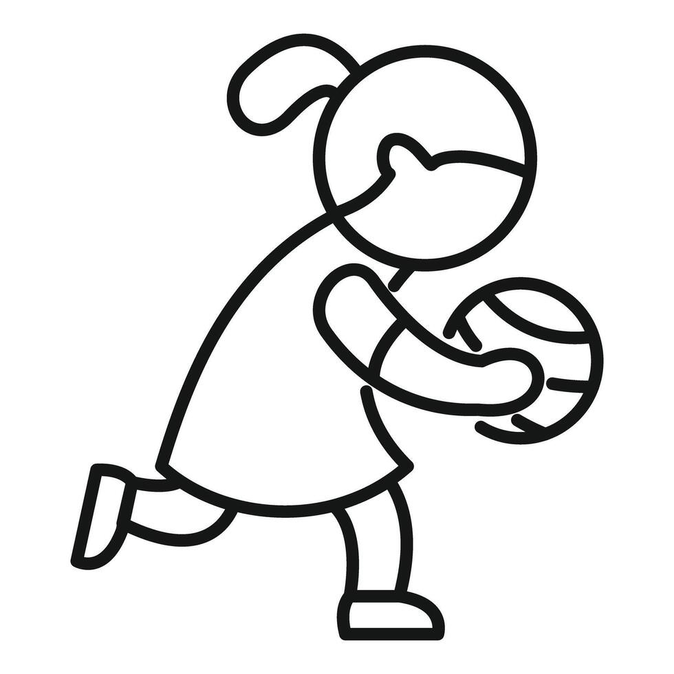 Little girl running with a ball minimalist line drawing vector