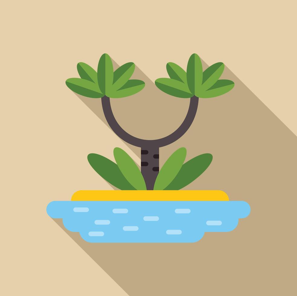 Small tropical island with palm trees growing on it flat design icon vector
