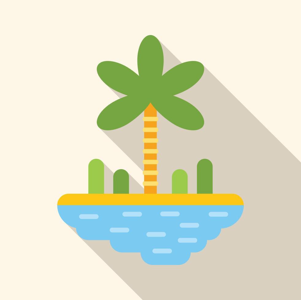 Tropical island with palm tree casting long shadow vector