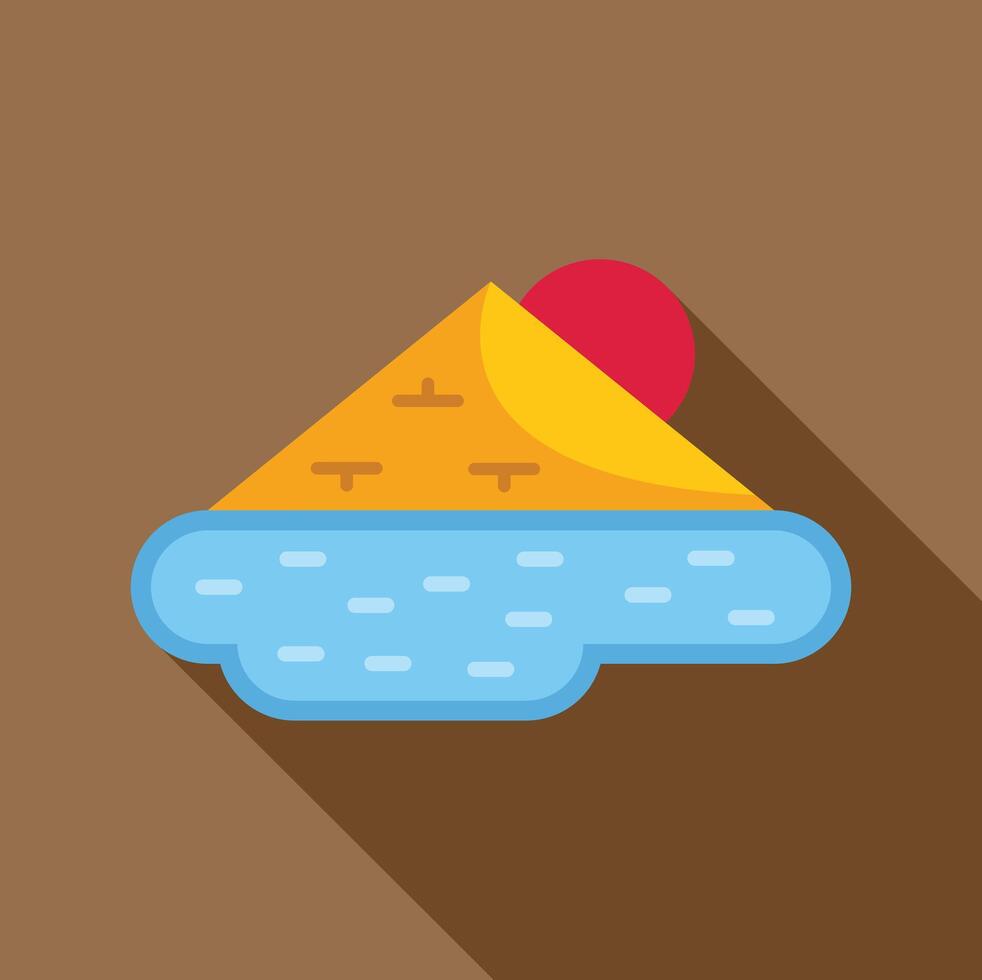 Minimalist vector illustration representing oasis in the desert at sunset