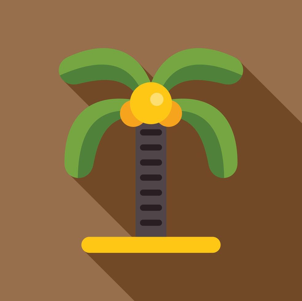 Green palm tree with coconuts growing on tropical island vector