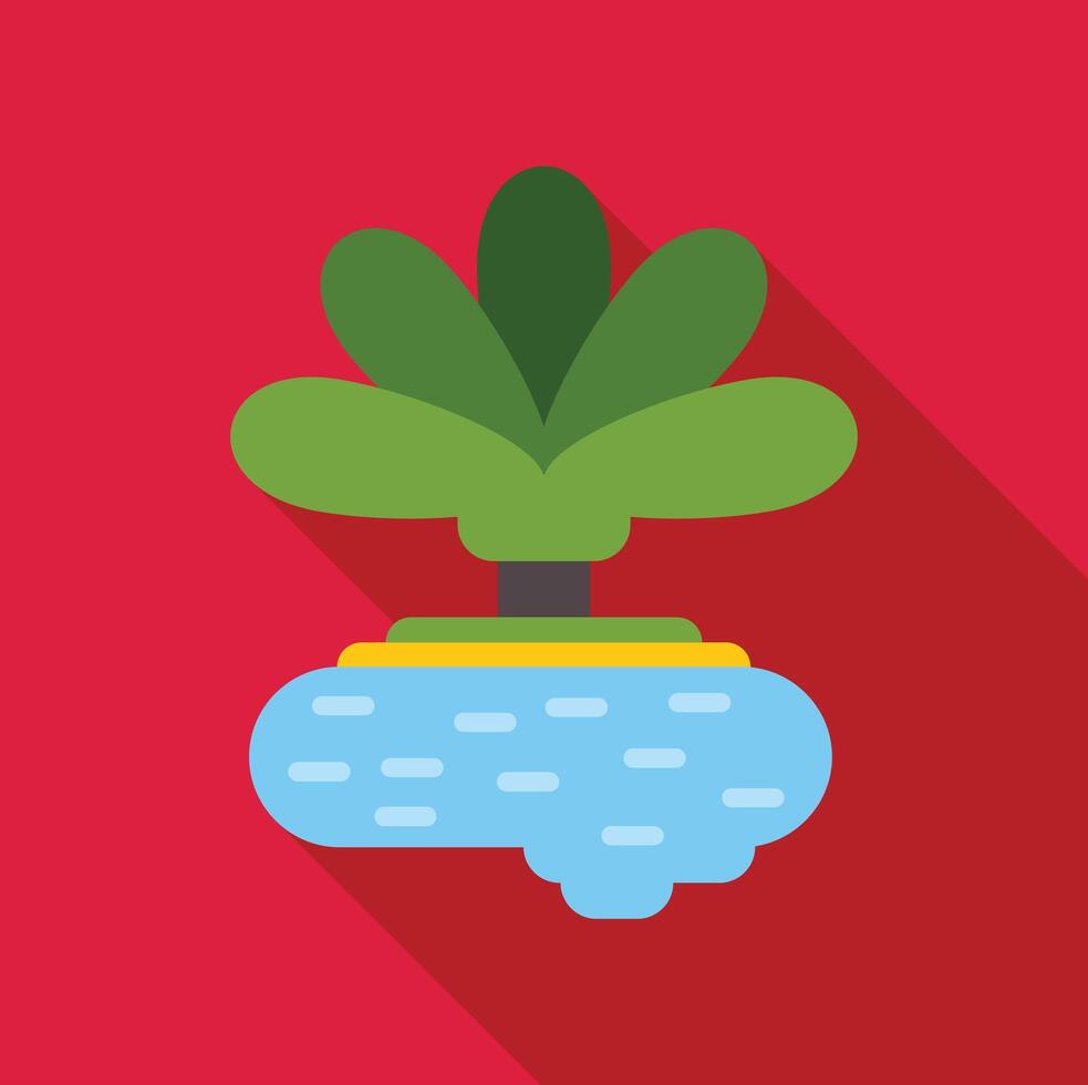 Tropical island surrounded by water with palm tree growing on it vector