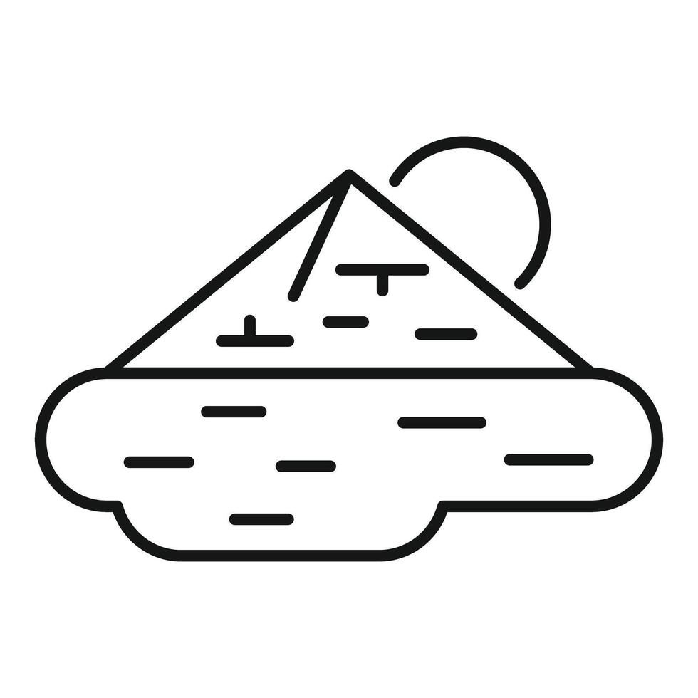 Sun shining over giza pyramid complex minimal line art icon vector