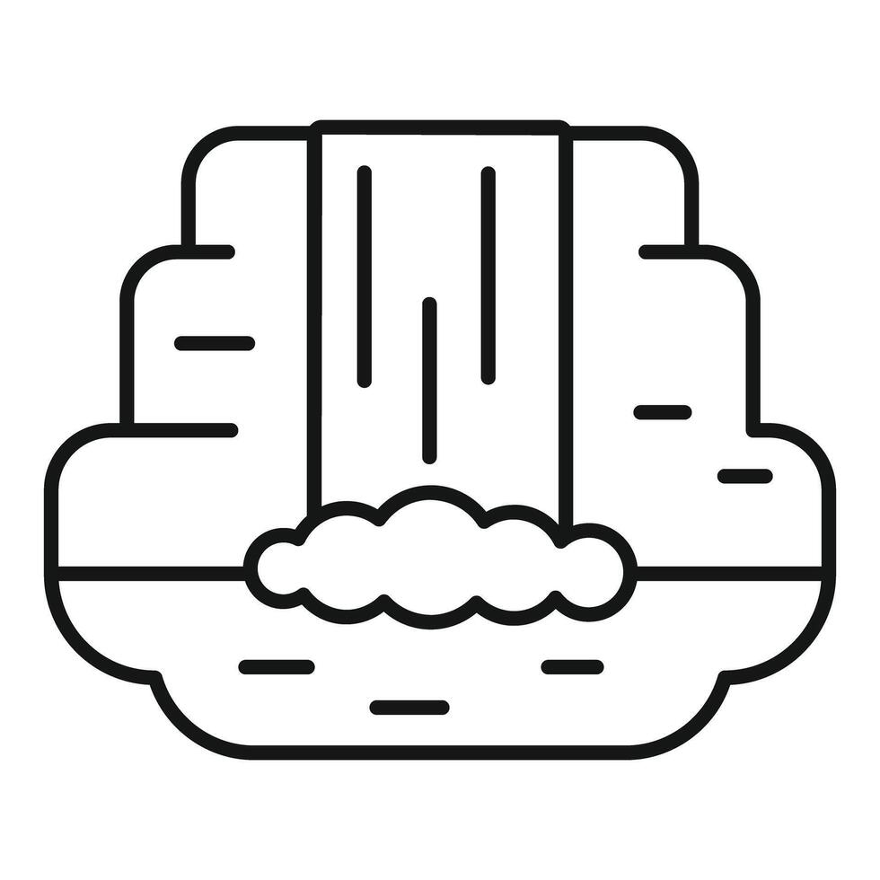 Waterfall cascade flowing into river line icon vector