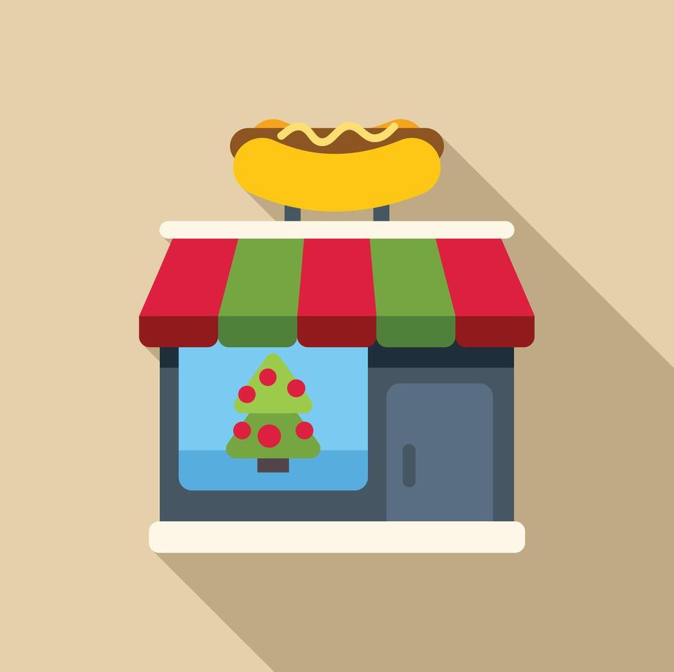 Christmas hot dog shop selling food during holidays season vector