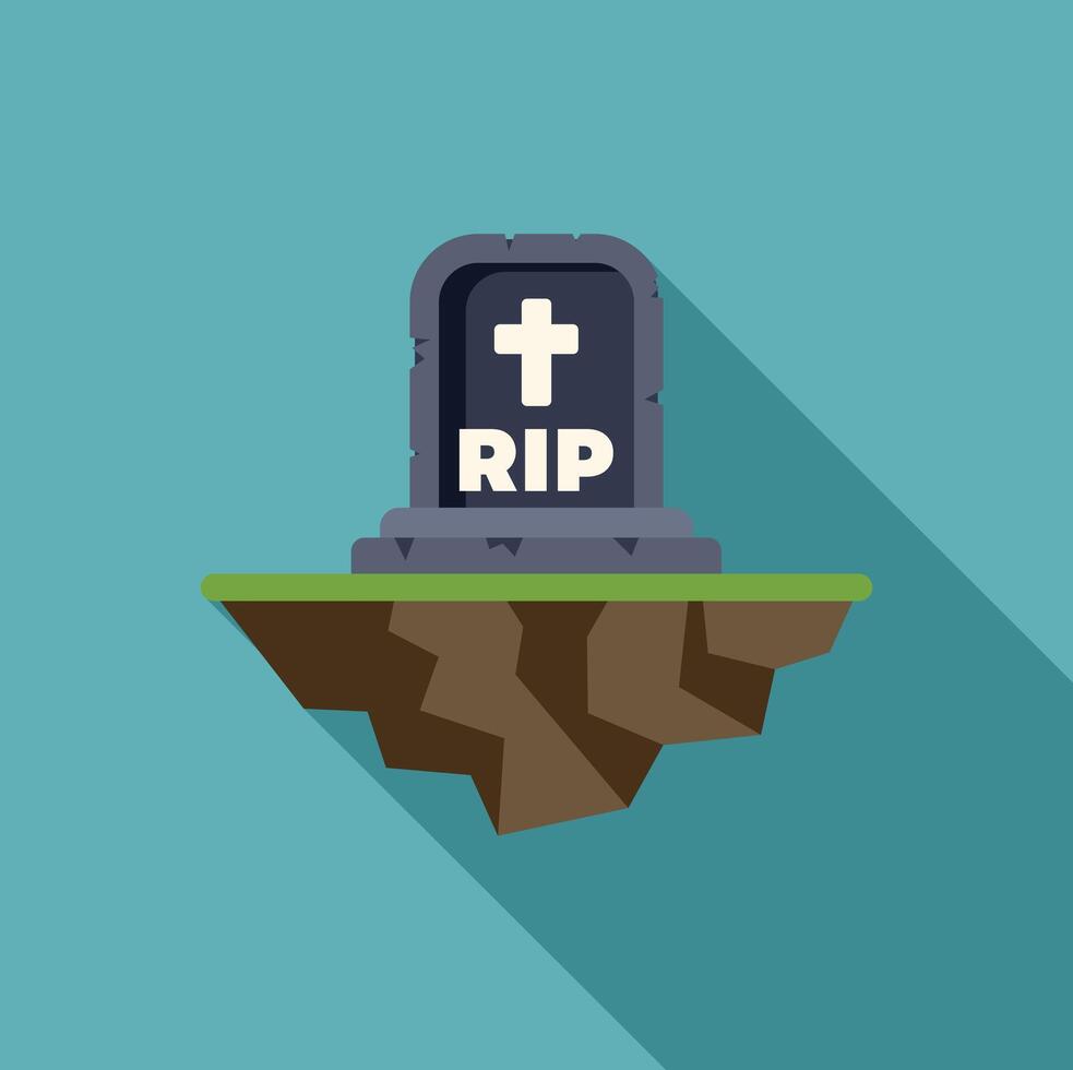 Gravestone with rip epitaph standing on floating ground vector