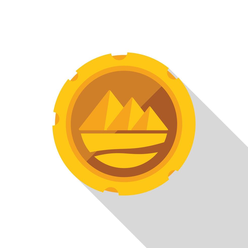Golden coin depicting the iconic pyramids of giza vector