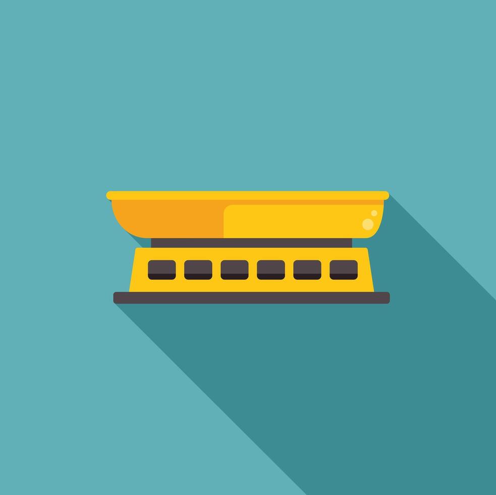 Yellow empty mechanical scales standing on blue background with long shadow vector