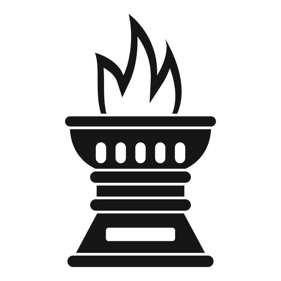 Brazier burning with high flames for outdoor cooking icon vector