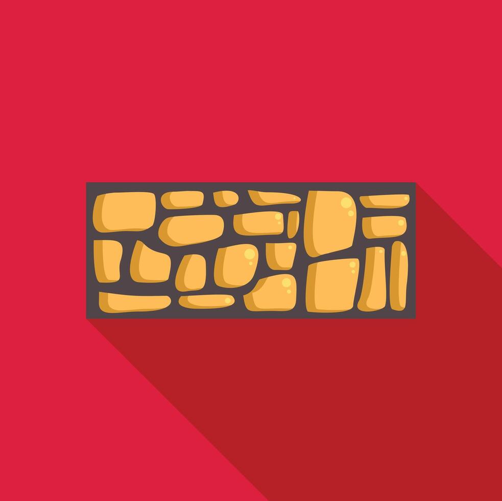 Yellow stone wall casting long shadow on red background vector