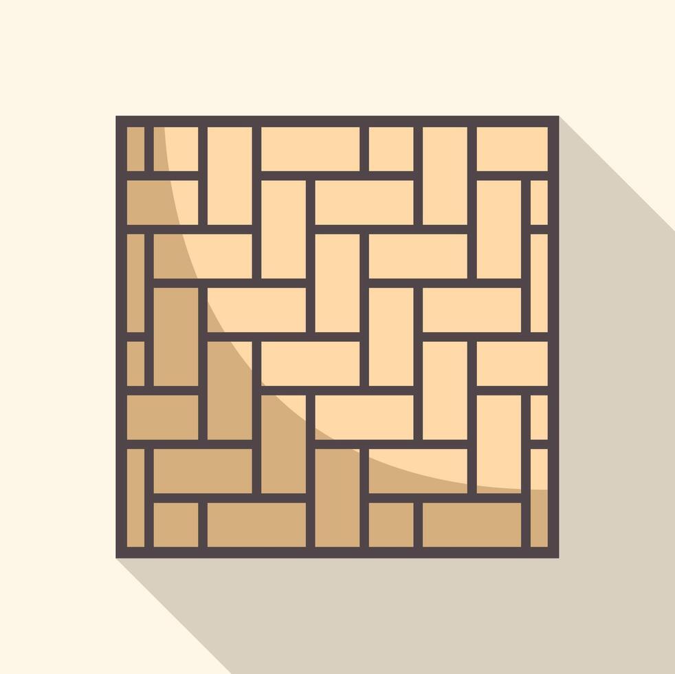 Square shaped wood parquet flooring pattern with long shadow vector